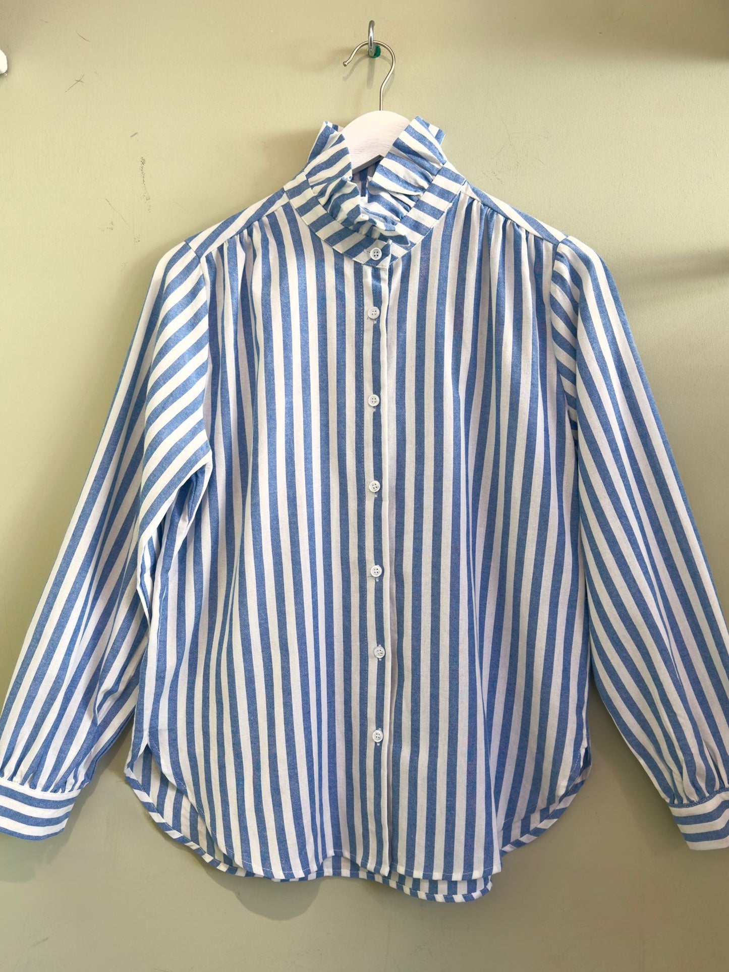 Lila Striped Blouse With Pie Crust Collar