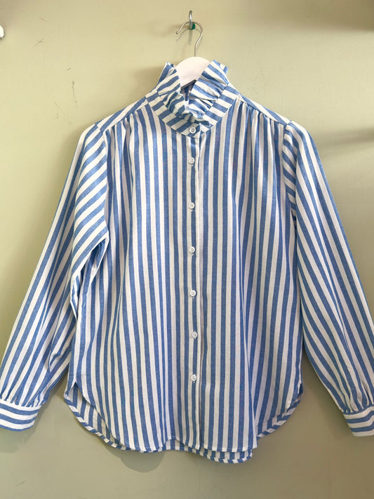 Lila Striped Blouse With Pie Crust Collar