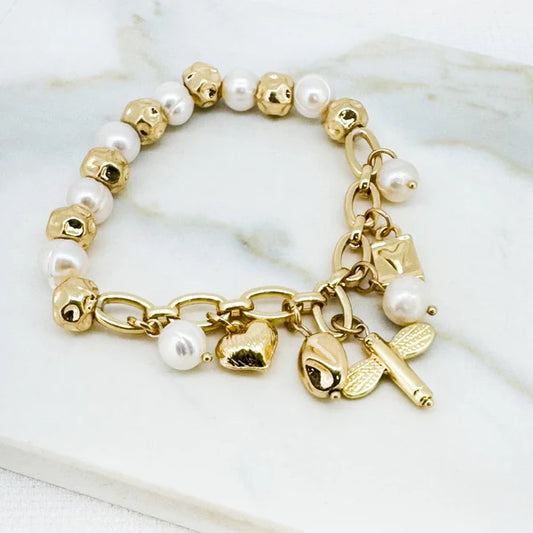 Envy Jewellery Pearl & Charm Bracelet