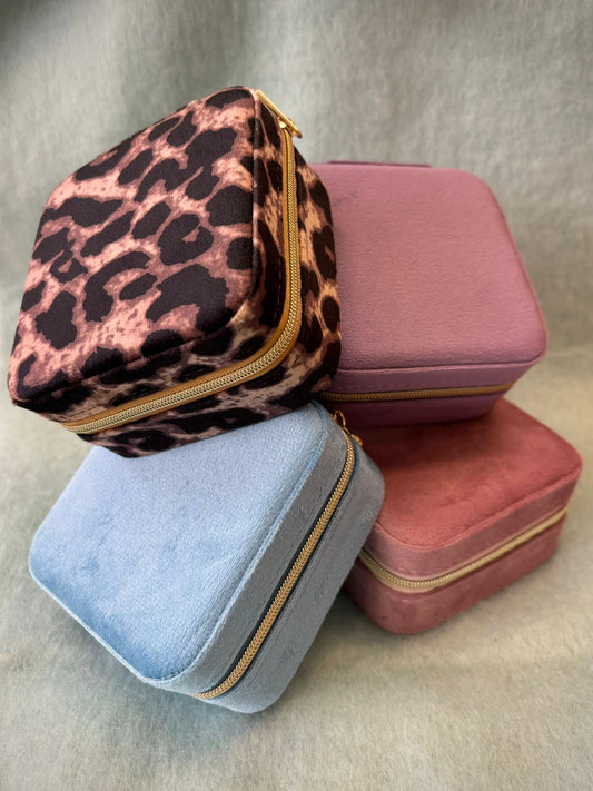 Plush Velvet Travel Jewellery Box - 4 Colours