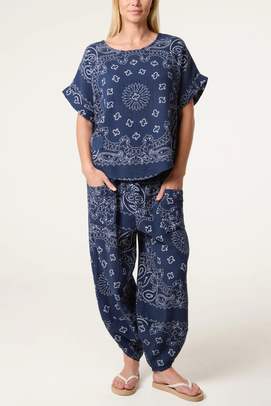 Sukie Cheesecloth Bandana Print Harem Pant Co Ord Set