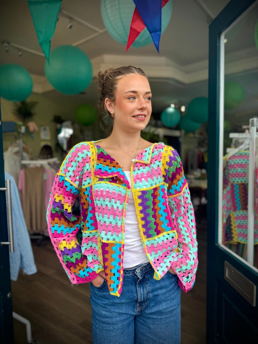 Sophia Rainbow Crochet Cardigan