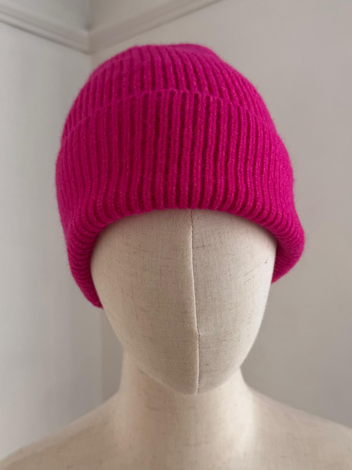 Cosy Knit Ribbed Beanie Hat - Fuchsia Pink, Jade Green Or Burgundy