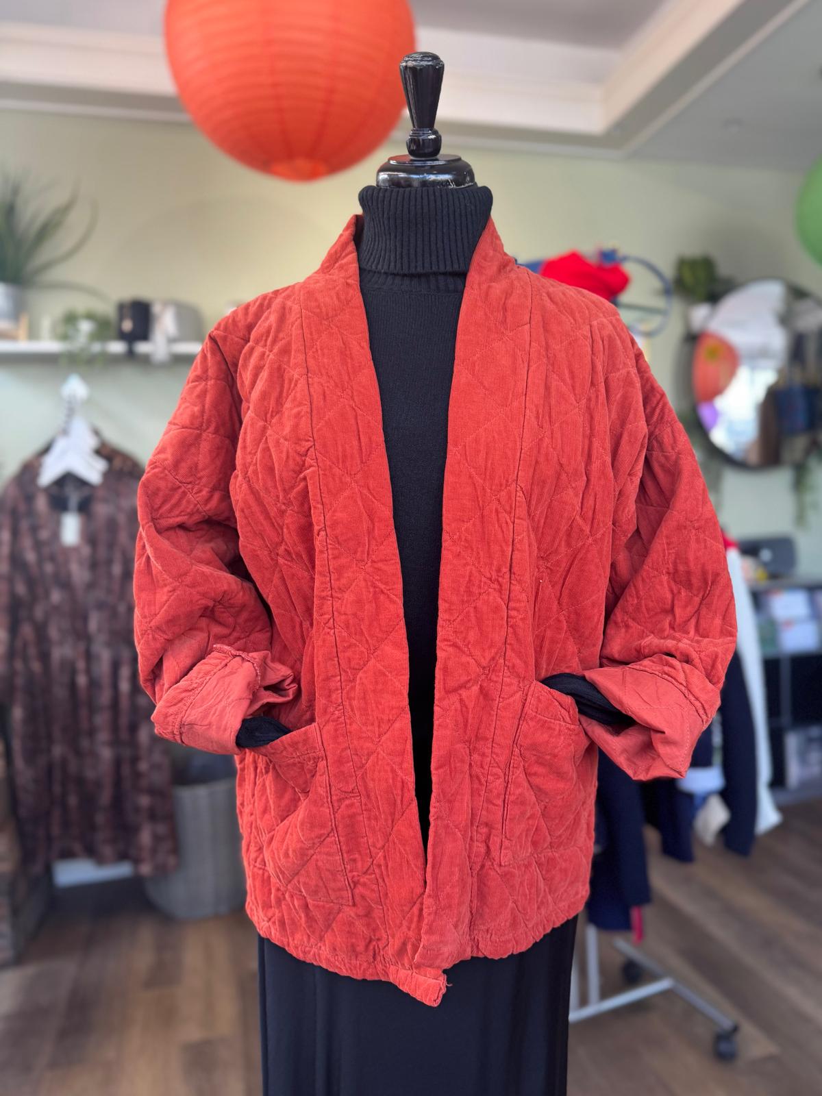 Celia Short Quilted Needlecord Kimono Jacket - 5 Colours