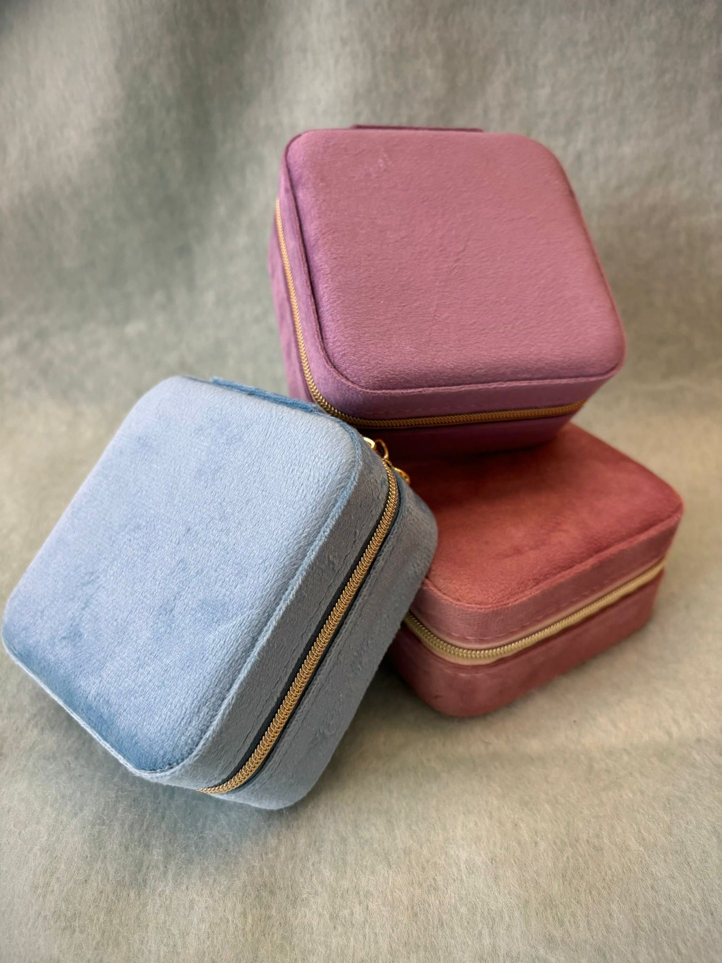 Plush Velvet Travel Jewellery Box - 4 Colours