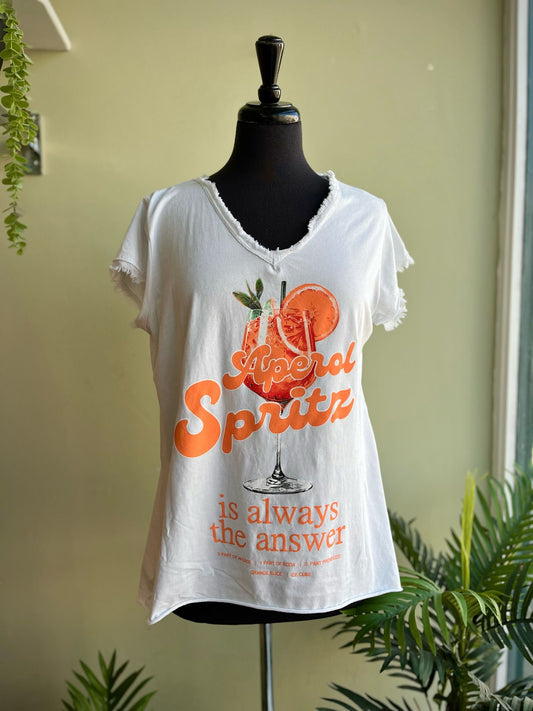 Aperol Spritz Is Always The Answer T-Shirt - White Or Faded Orange