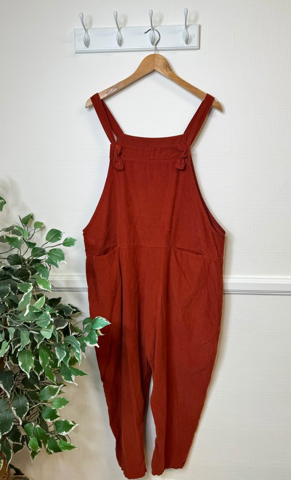 Felicity Cotton Needlecord Knot Fastening Dungarees