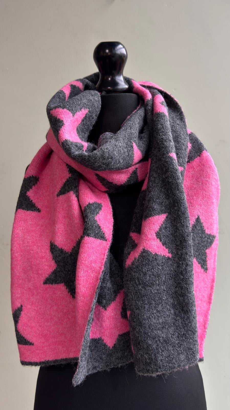 Reversible Star Knit Wool Blend Scarf