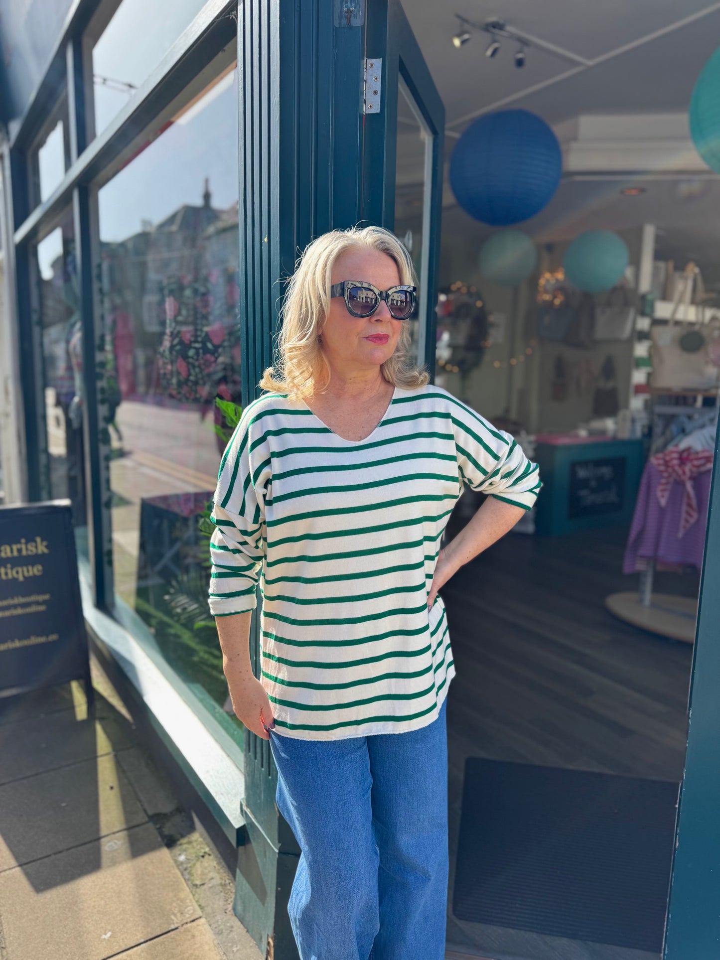 Jessie Loose V Neck Striped Knit Top - 4 Colours