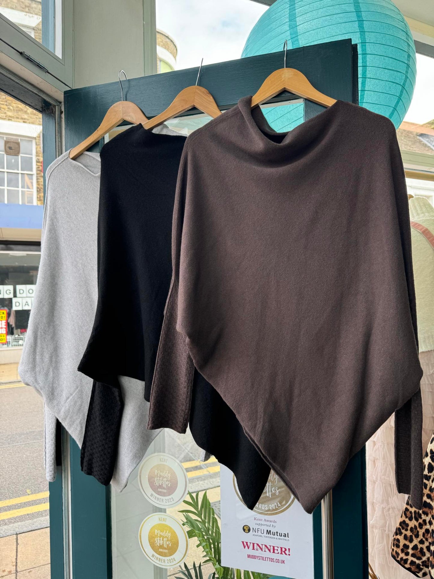 Lucy Asymmetric Draped Batwing Sweater