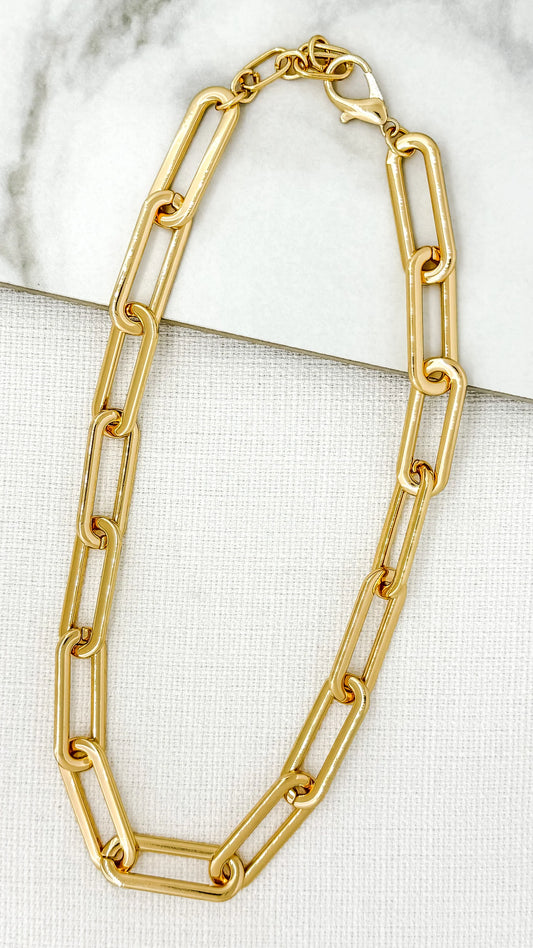 Envy Jewellery Gold Tone Chunky Short Chain Link Necklace
