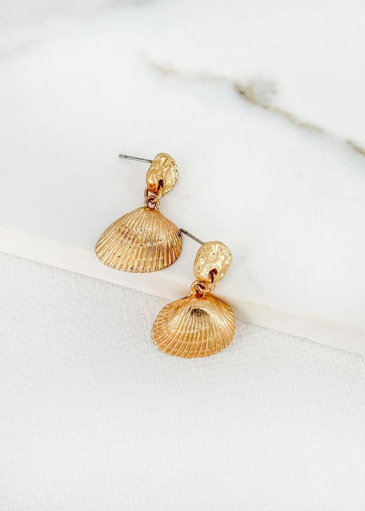 Envy Jewellery Gold Toned Shell Drop Earrings