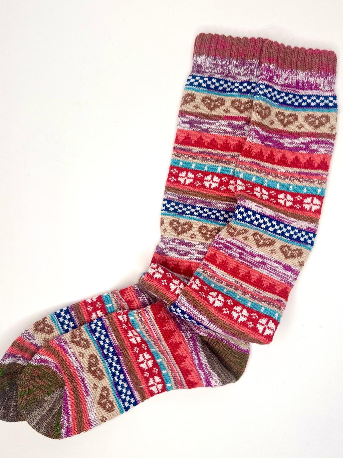 Nordic Fairisle Style Long Boot Welly Socks