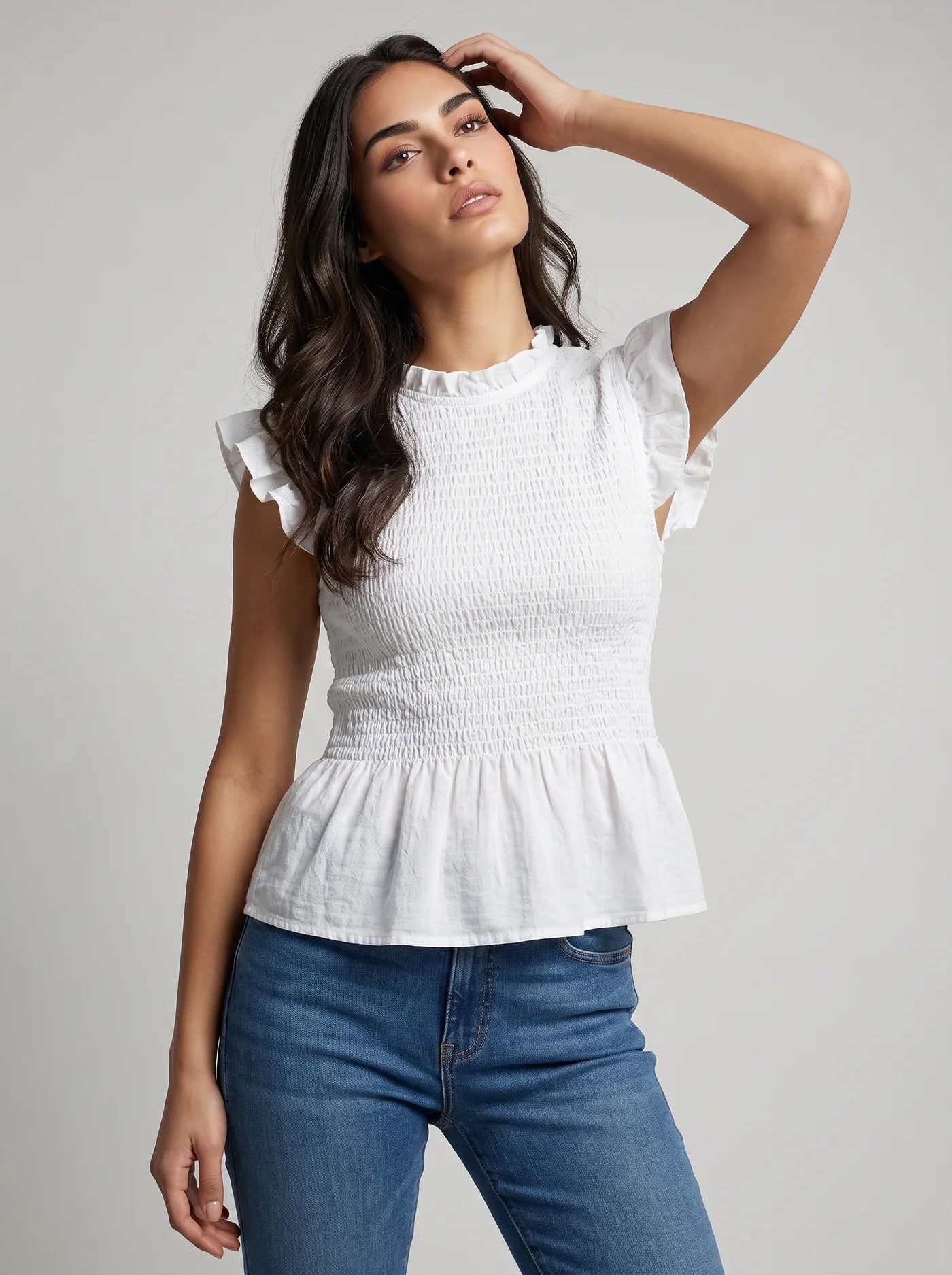 Grace Shirred Peplum Top