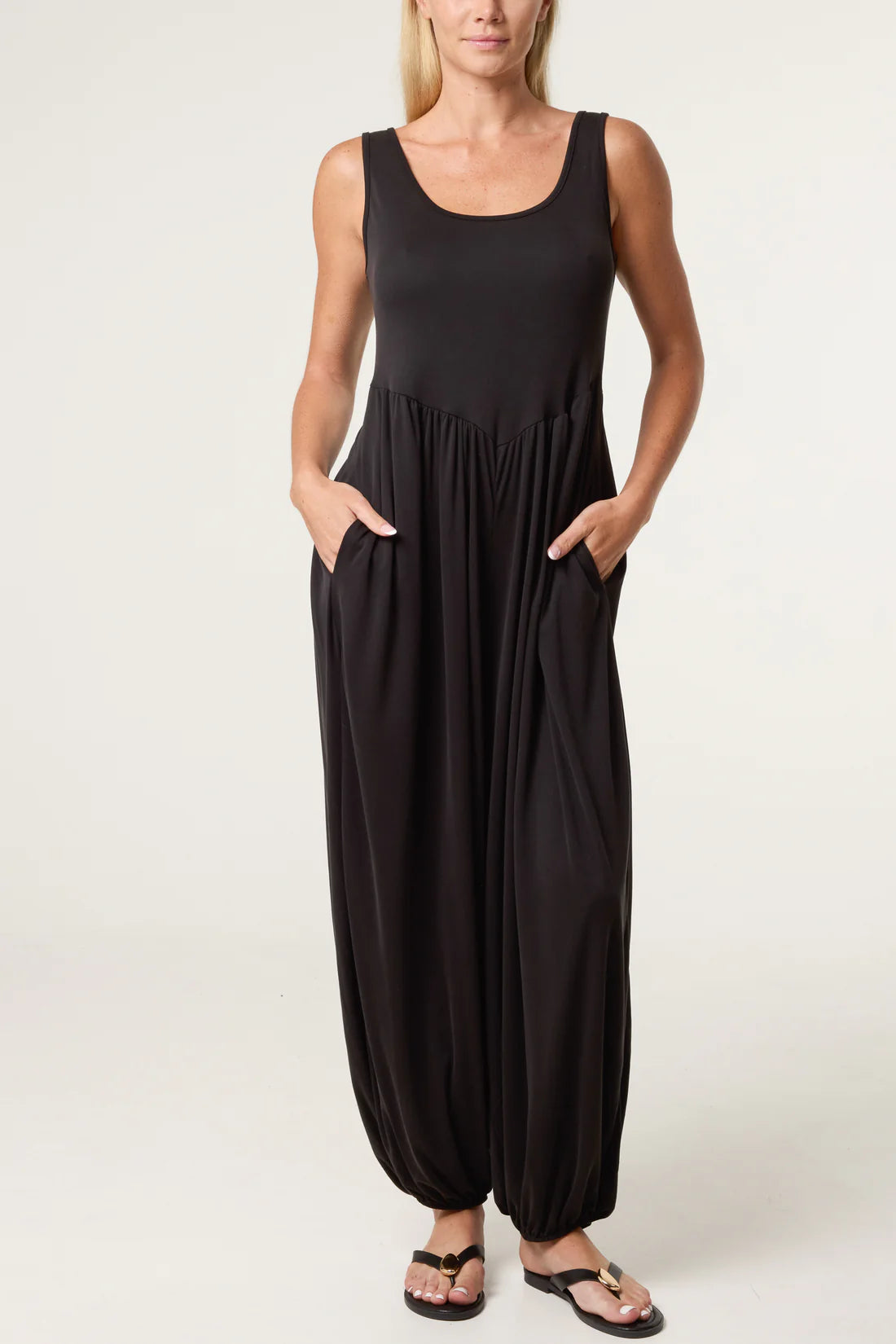 Judi Ribbed Vest Harem Pants Jumpsuit