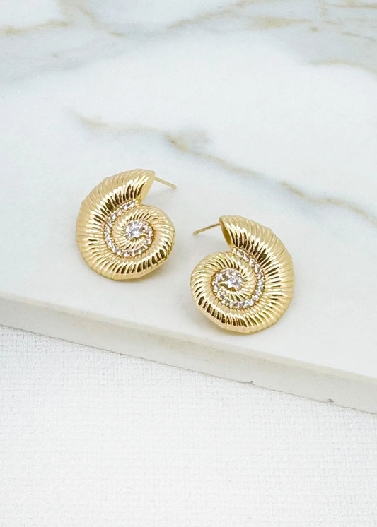 Envy Jewellery Textured Shell Earrings - Gold Or Silver