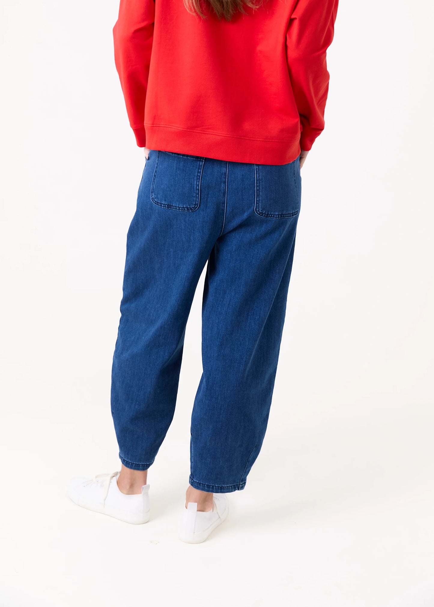 Chloe Barrel Leg Pull On Denim Trousers