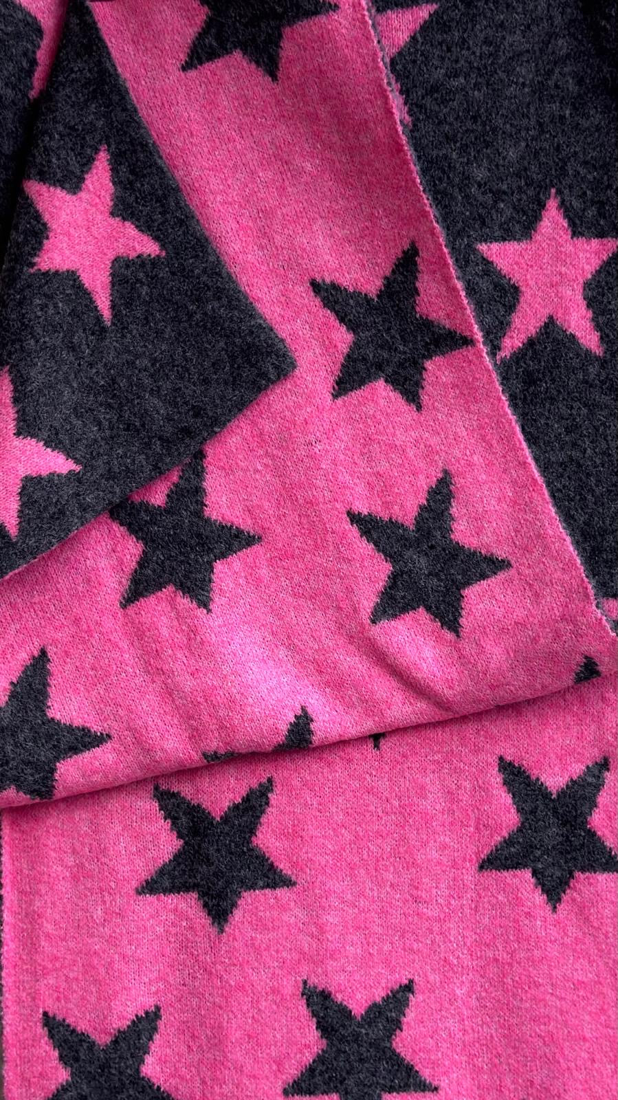 Reversible Star Knit Wool Blend Scarf