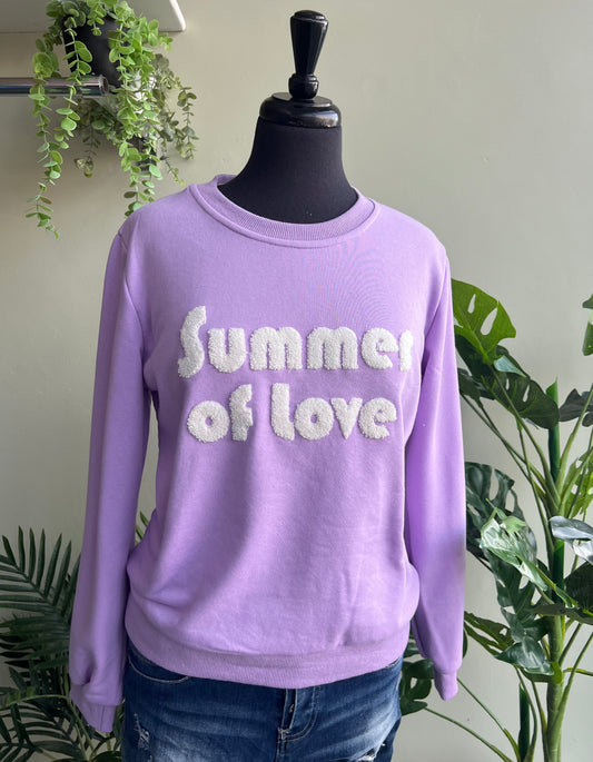 Lilac Summer Of Love Slogan Sweatshirt
