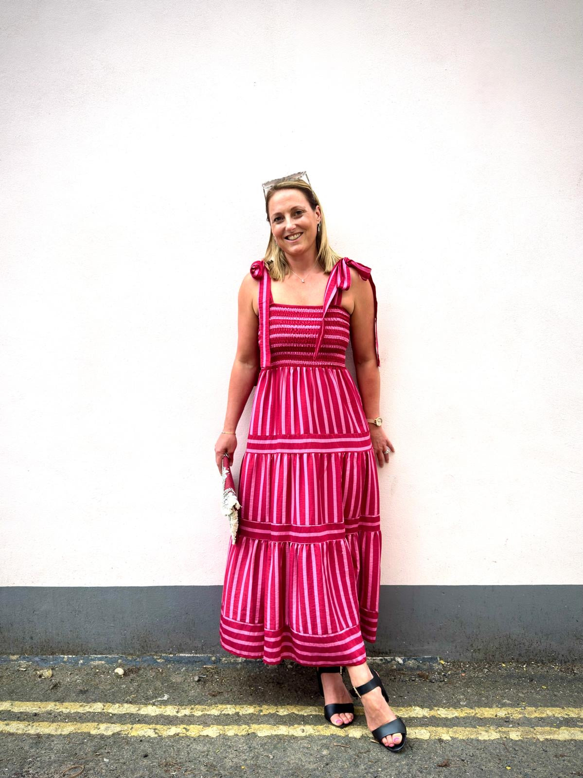 Carol Ruched Bodice Striped Sun Dress