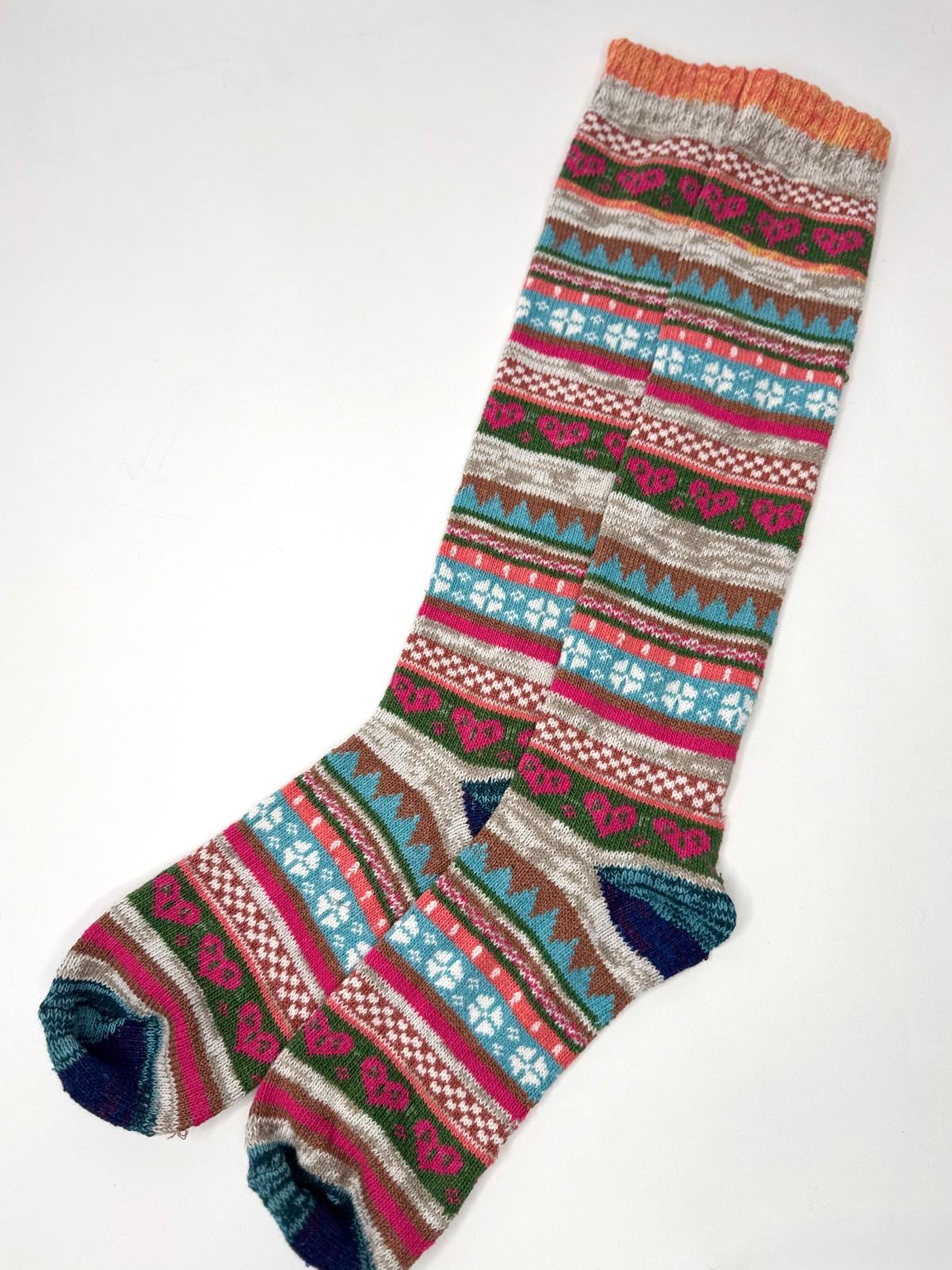 Nordic Fairisle Style Long Boot Welly Socks
