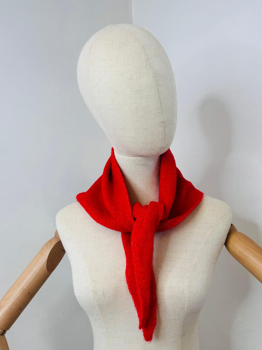 red wool blend triangle scarf 