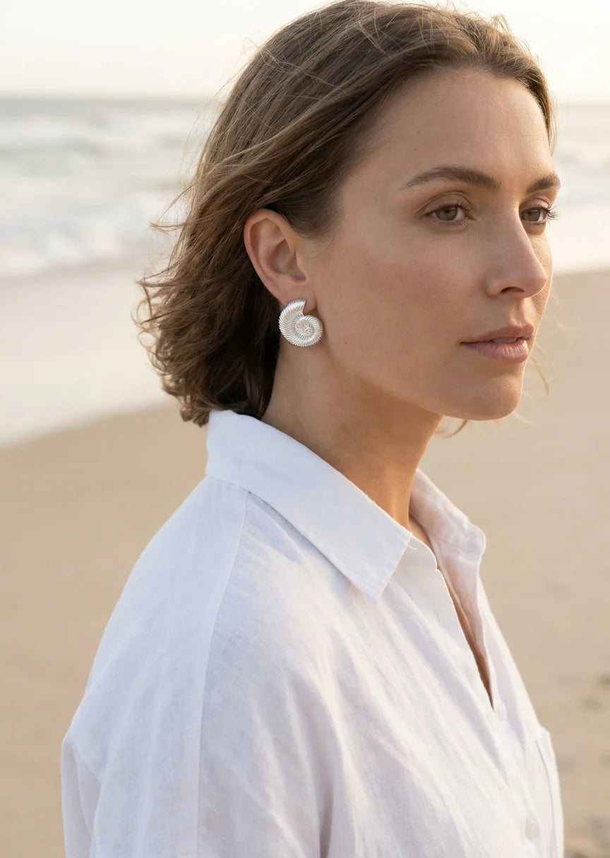 Envy Jewellery Textured Shell Earrings - Gold Or Silver