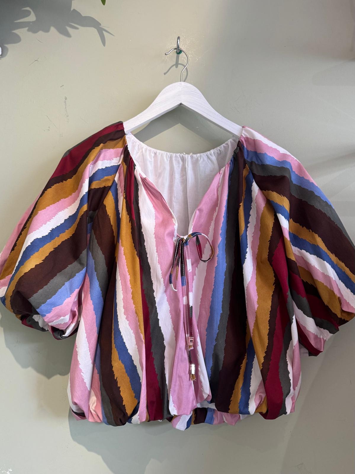 Natasha Multi Stripe Blouson Blouse