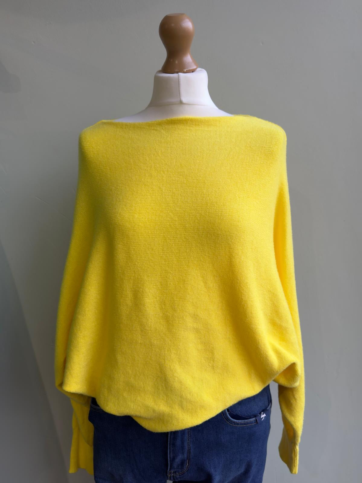 Slouchy Batwing Lightweight Jumper bright yellow 