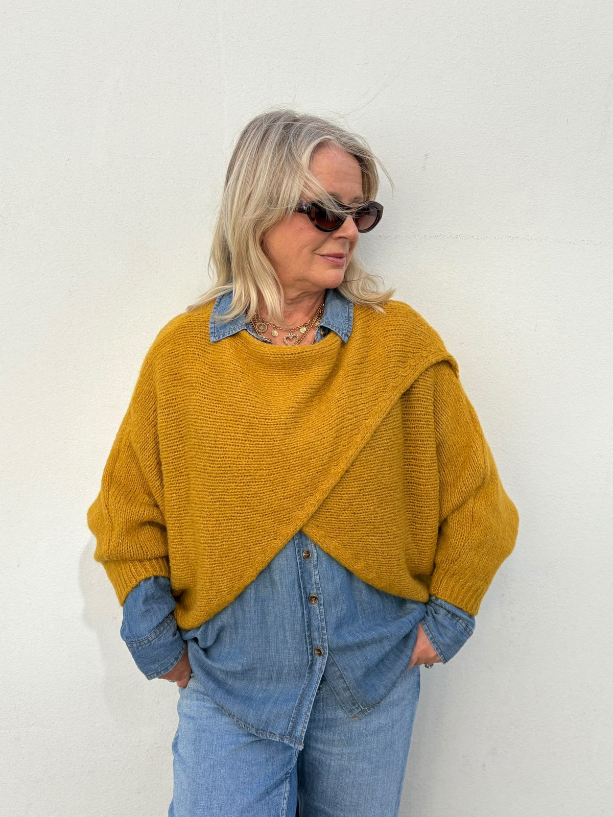 Rosie Soft Drape Crossover Jumper - Shorter Style