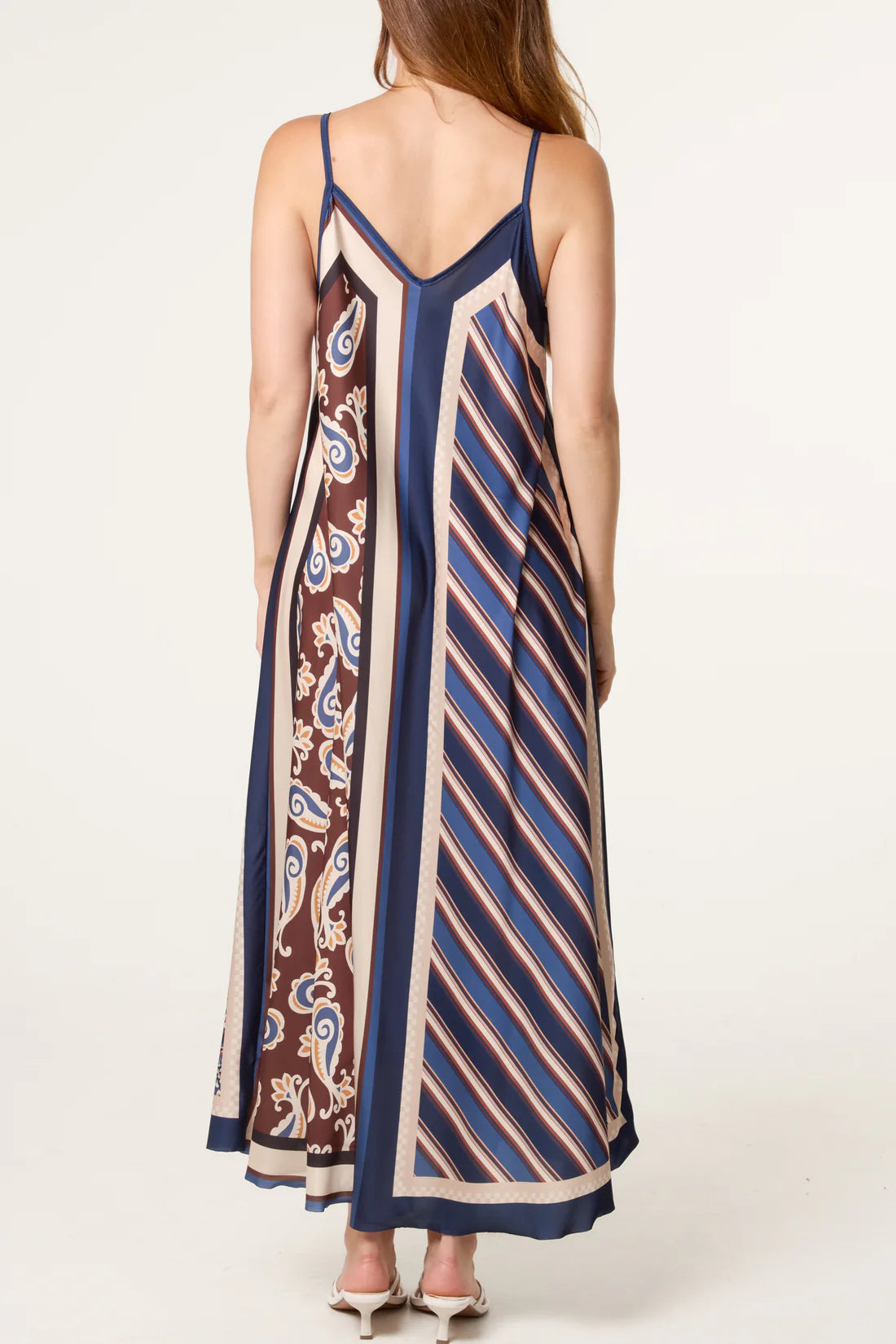Maria Reversible Scarf Print Satin Slip Dress