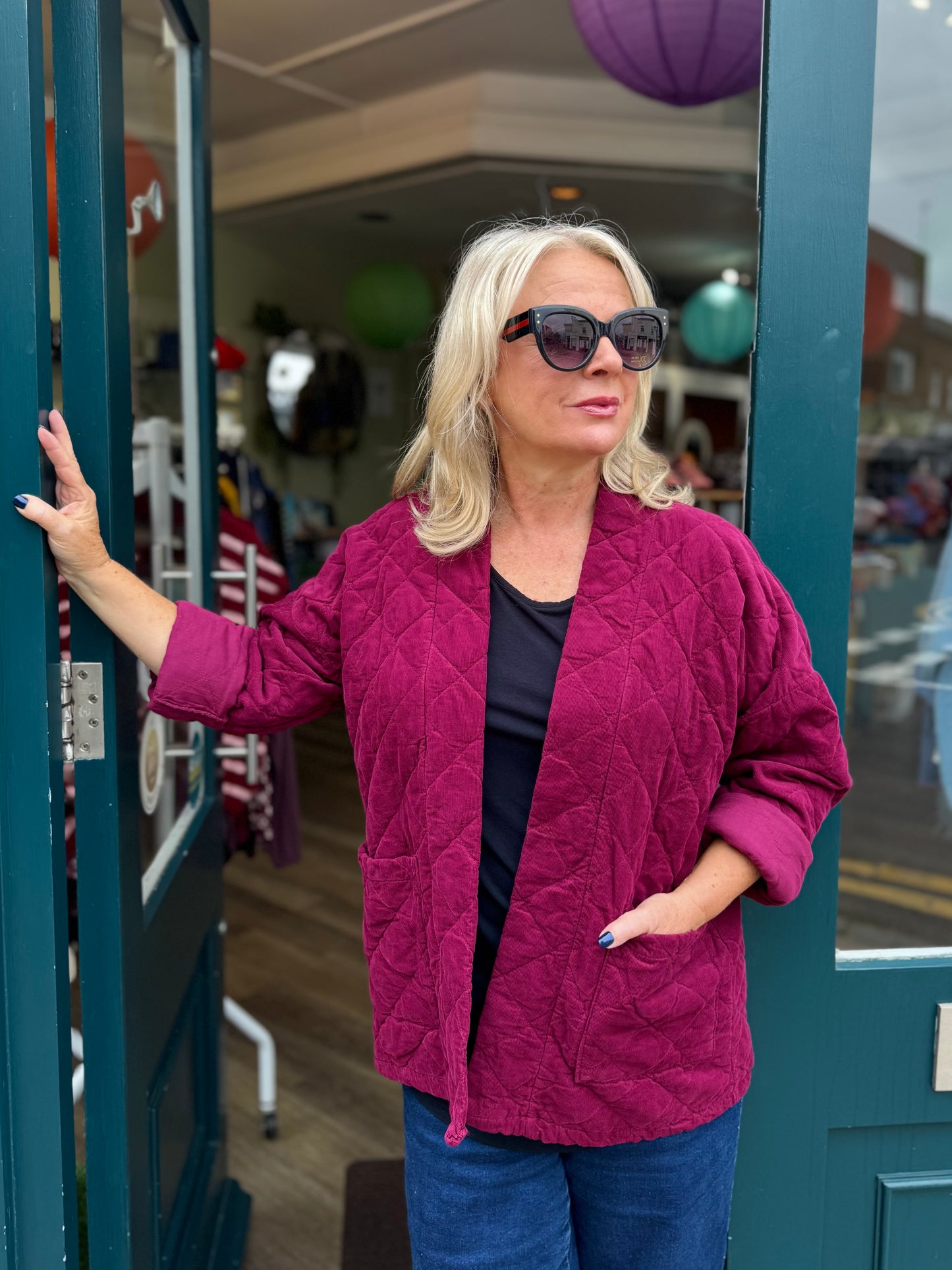 Celia Short Quilted Needlecord Kimono Jacket - 5 Colours