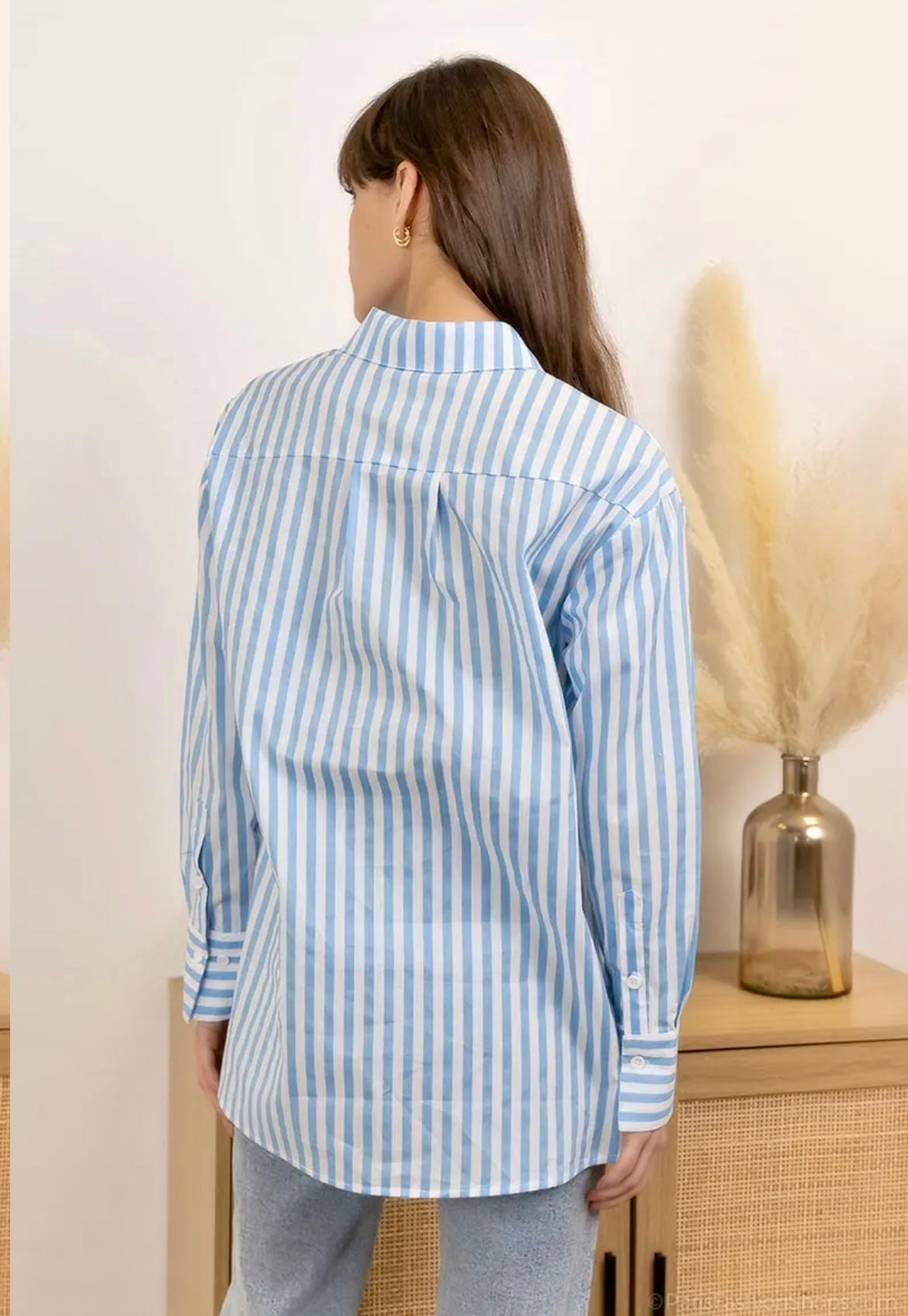 Grace Classic Blue & White Striped Cotton Shirt