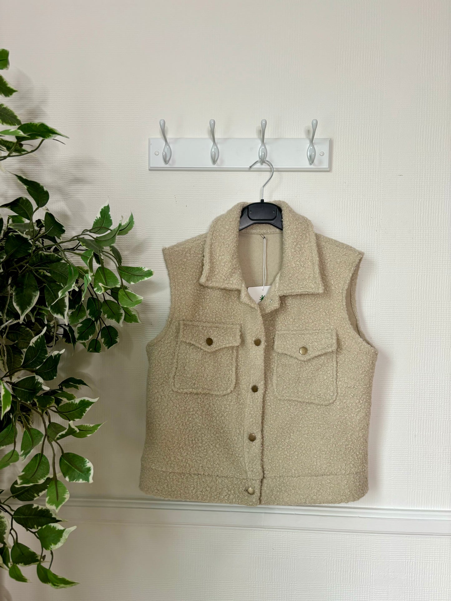 Terri Boucle Gold Button Trimmed Gilet - 4 Colours