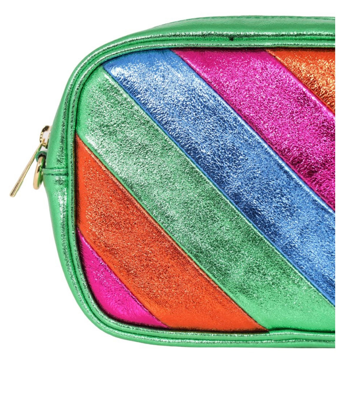 Dorothy Green Metallic Leather Multicoloured Stripe Camera Cross Body Bag