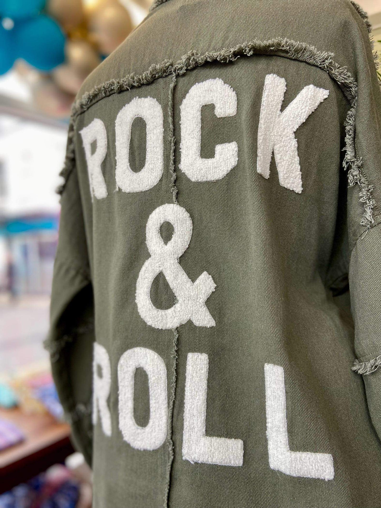 Rock & Roll Khaki Loose Denim Jacket