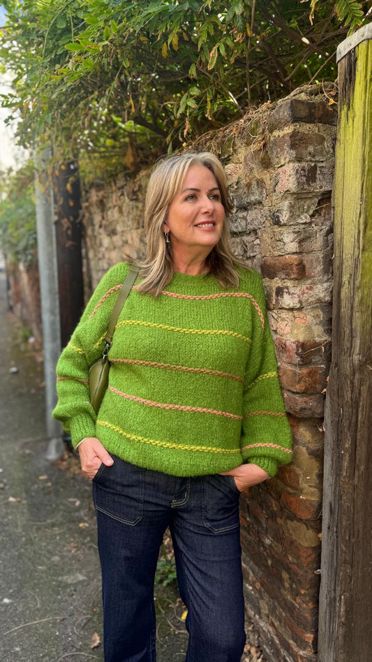 Chartreuse Green Wool Blend Slouchy Jumper