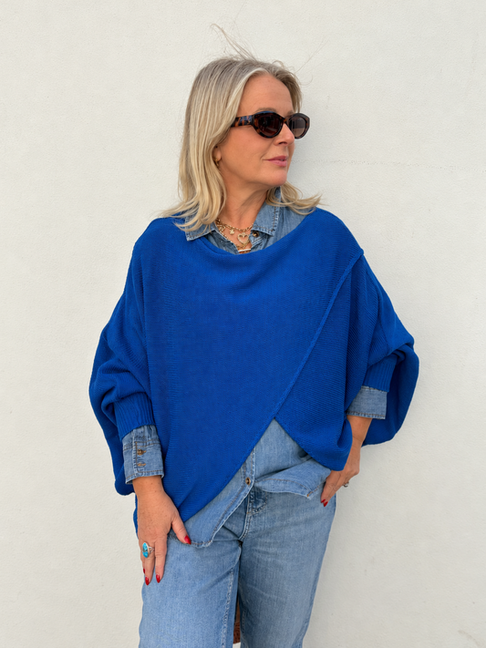 Fliss Cotton Blend Crossover Wrap Layering Jumper