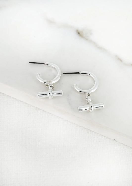Envy Jewellery Silver T Bar Hoop Earrings