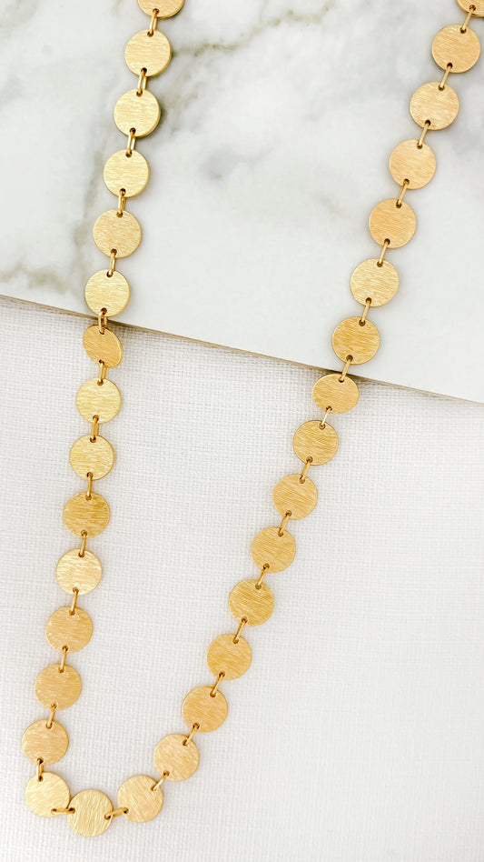 Envy Jewellery Long Gold Toned Coin Necklace