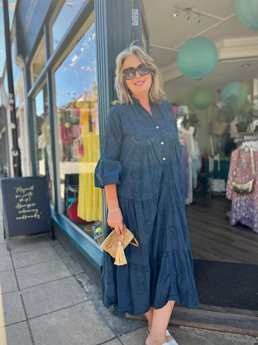 Eleanor Broiderie Anglaise Loose Tiered Maxi Dress - 7 Colours