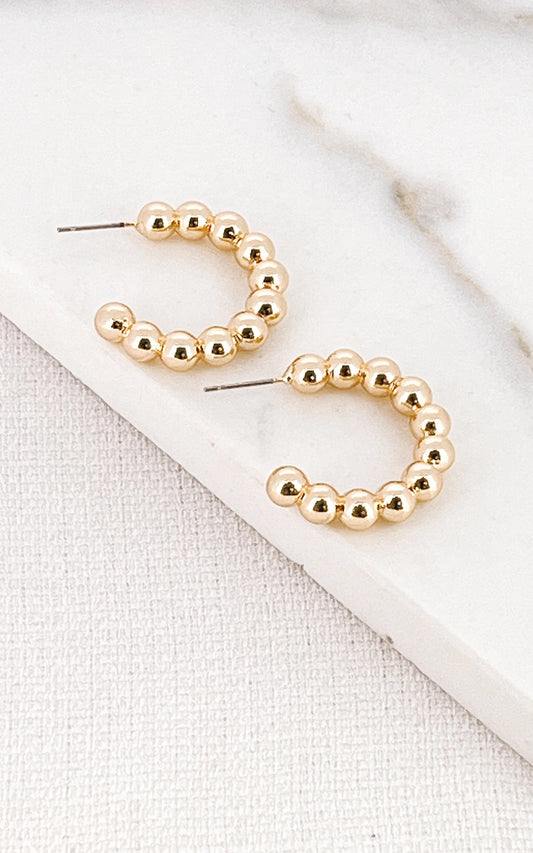 Envy Jewellery Gold Beaded Hoop Earrings