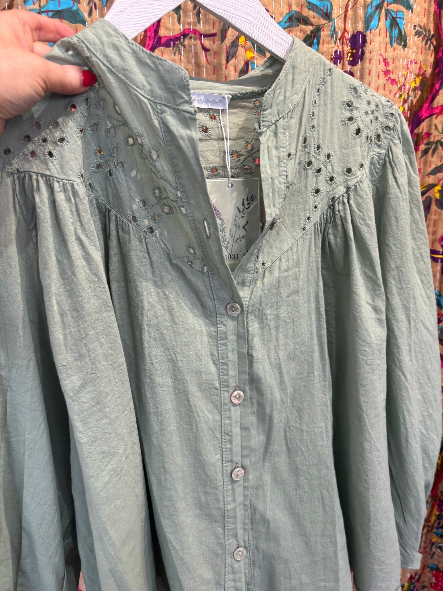 Rosie Cotton Blouse With Broiderie Anglaise Trim