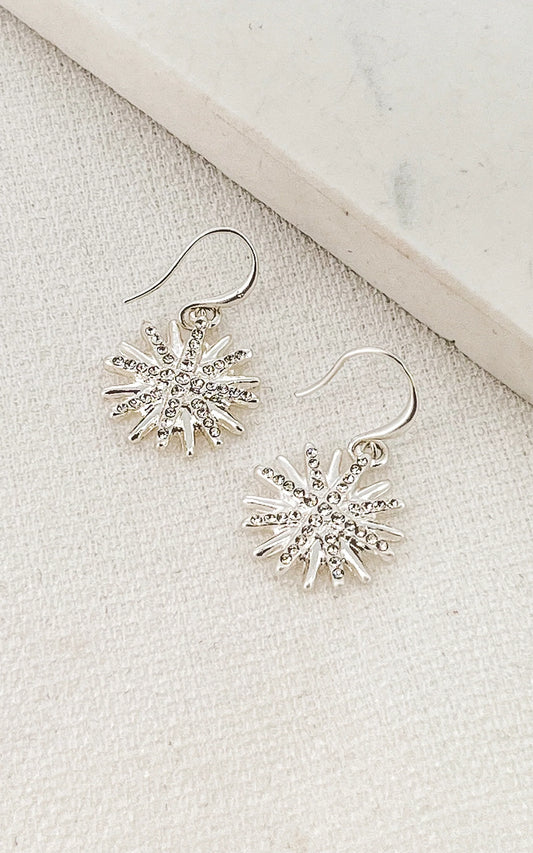 Envy Jewellery silver diamante starburst earrings