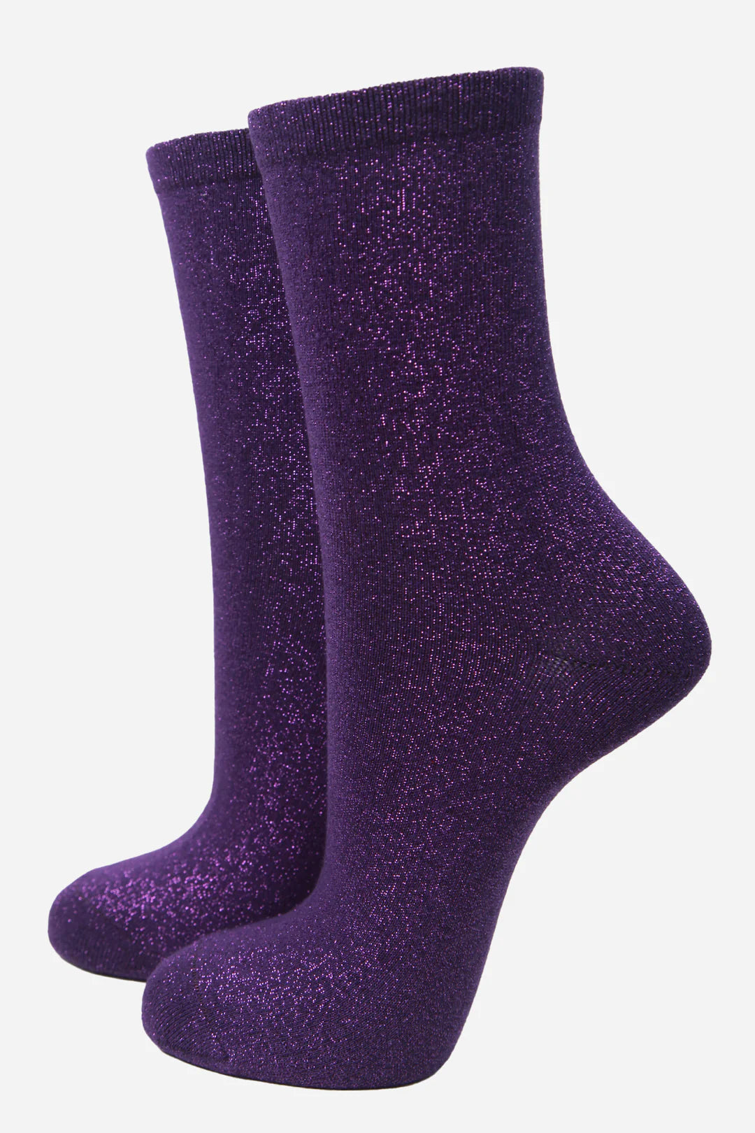 Purple Lurex Glitter Disco Socks