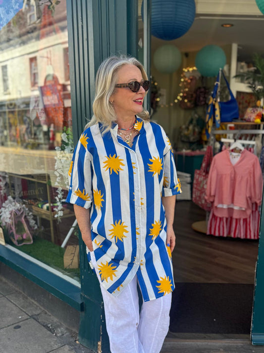 Skyla Bold Sunburst Striped Cotton Tunic