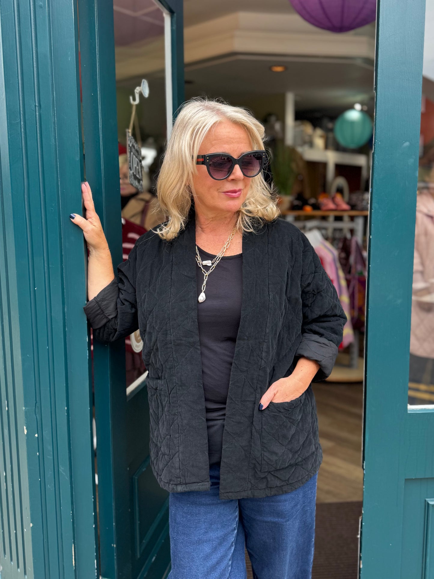 Celia Short Quilted Needlecord Kimono Jacket - 5 Colours