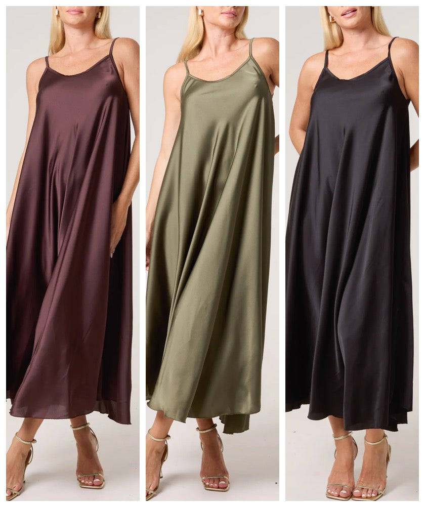Bryony Satin Maxi Slip Dress - 3 Colours