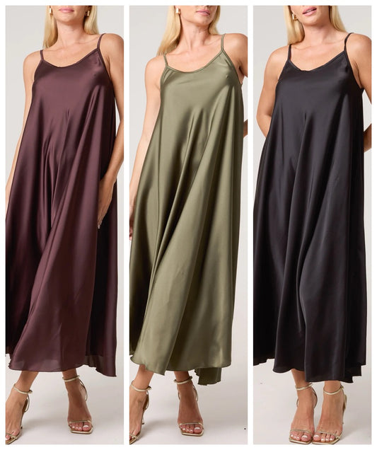 Bryony Satin Maxi Slip Dress - 3 Colours