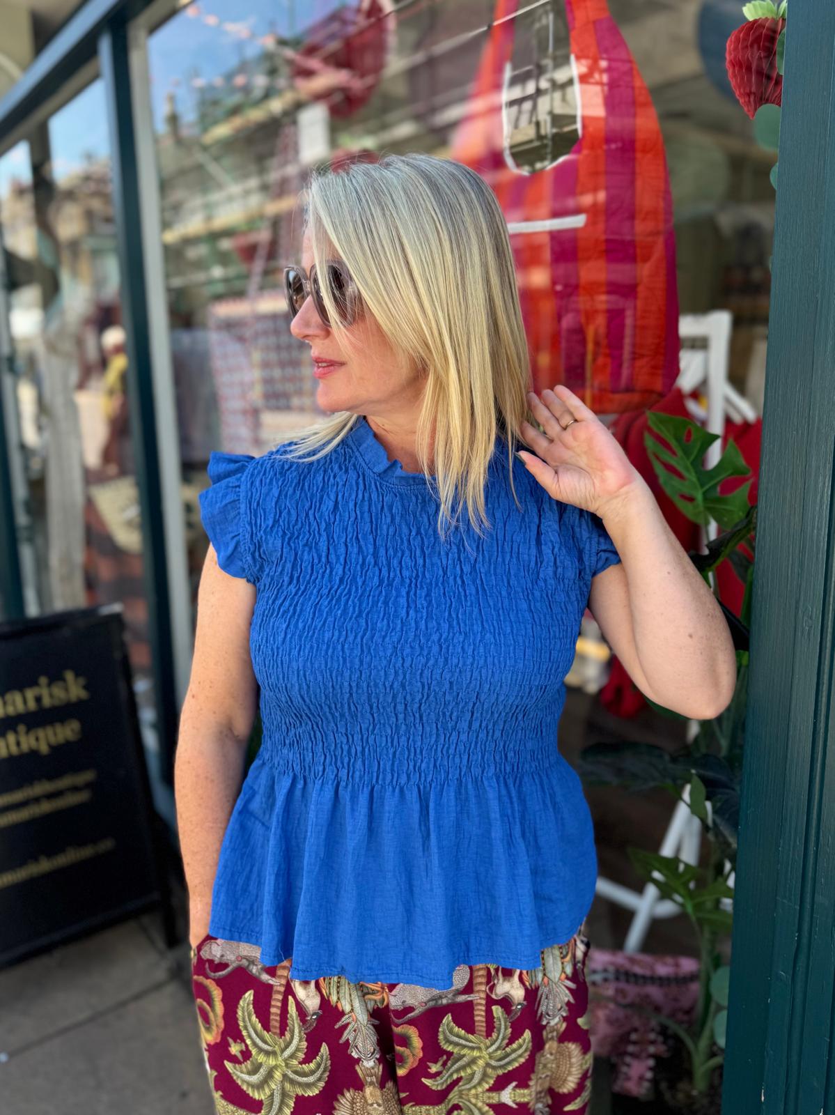 Grace Shirred Peplum Top